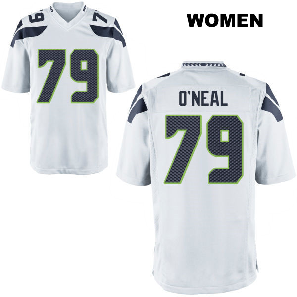 Raiqwon O'Neal Away Seattle Seahawks Womens Stitched Number 79 White Game Football Jersey