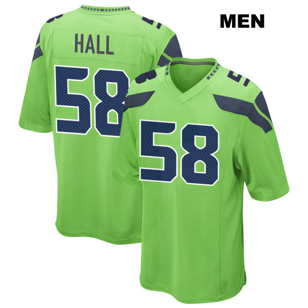 Stitched Derick Hall Seattle Seahawks Mens Alternate Number 58 Green Game Football Jersey