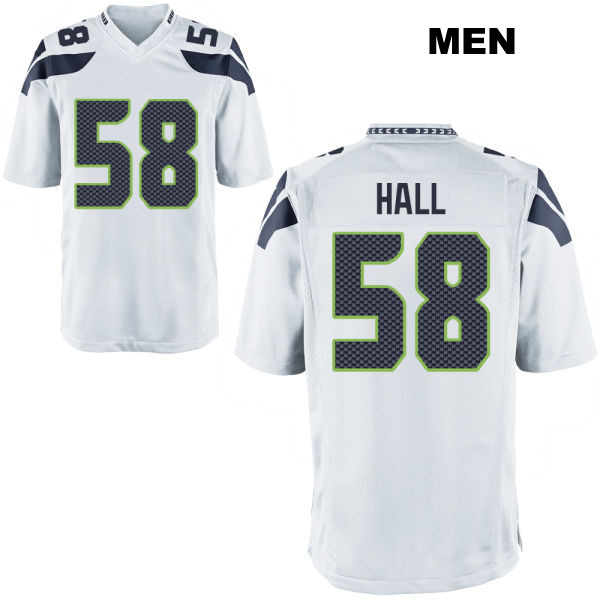 Derick Hall Away Seattle Seahawks Stitched Mens Number 58 White Game Football Jersey