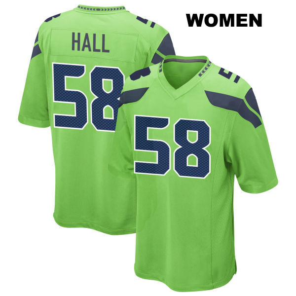 Derick Hall Seattle Seahawks Stitched Womens Alternate Number 58 Green Game Football Jersey