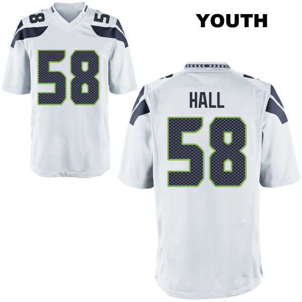 Stitched Derick Hall Seattle Seahawks Youth Number 58 Away White Game Football Jersey
