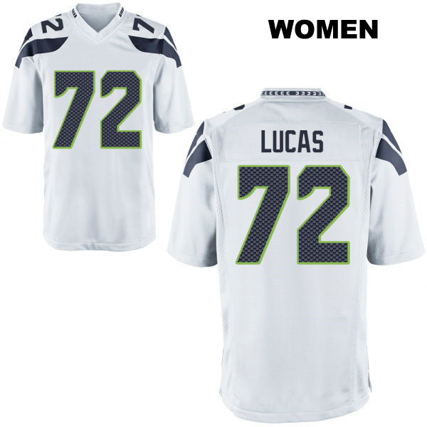 Abraham Lucas Seattle Seahawks Away Womens Stitched Number 72 White Game Football Jersey