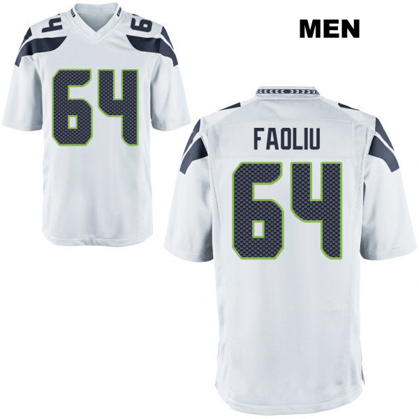 Austin Faoliu Stitched Seattle Seahawks Mens Away Number 64 White Game Football Jersey