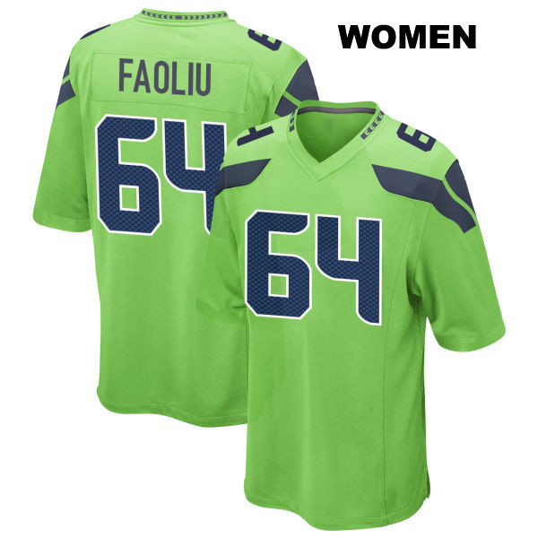 Austin Faoliu Alternate Seattle Seahawks Stitched Womens Number 64 Green Game Football Jersey