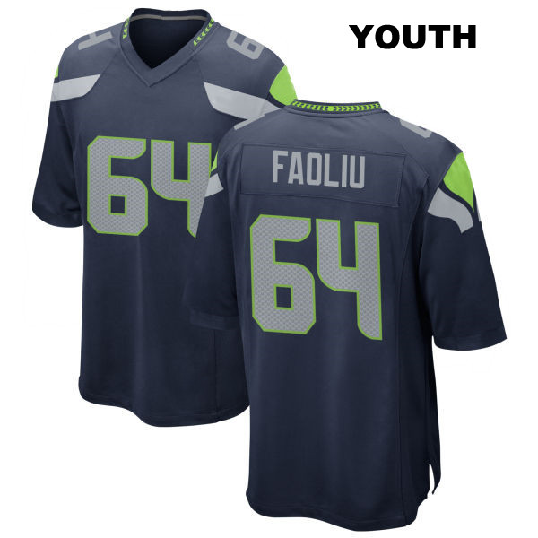 Austin Faoliu Seattle Seahawks Home Youth Number 64 Stitched Navy Game Football Jersey