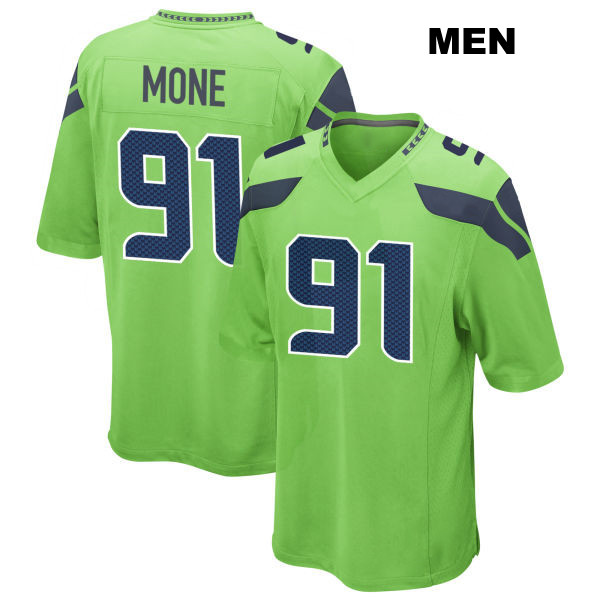 Bryan Mone Seattle Seahawks Mens Alternate Number 91 Stitched Green Game Football Jersey