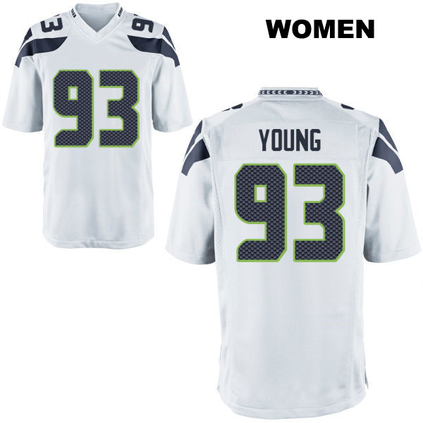 Cameron Young Seattle Seahawks Away Womens Stitched Number 93 White Game Football Jersey