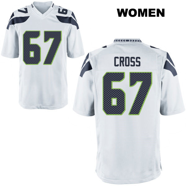 Away Charles Cross Seattle Seahawks Womens Number 67 Stitched White Game Football Jersey