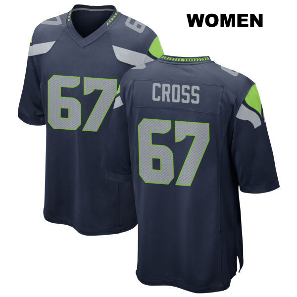 Charles Cross Home Stitched Seattle Seahawks Womens Number 67 Navy Game Football Jersey