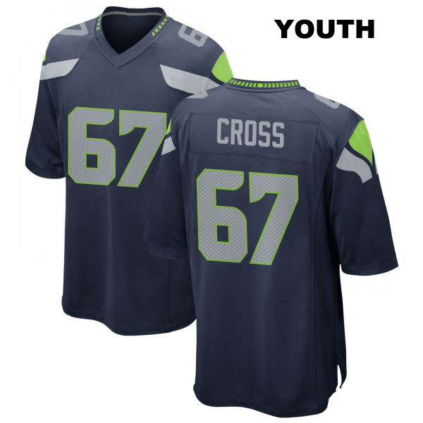 Charles Cross Home Seattle Seahawks Stitched Youth Number 67 Navy Game Football Jersey