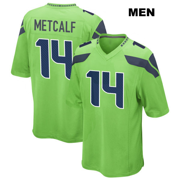 DK Metcalf Stitched Seattle Seahawks Mens Alternate Number 14 Green Game Football Jersey