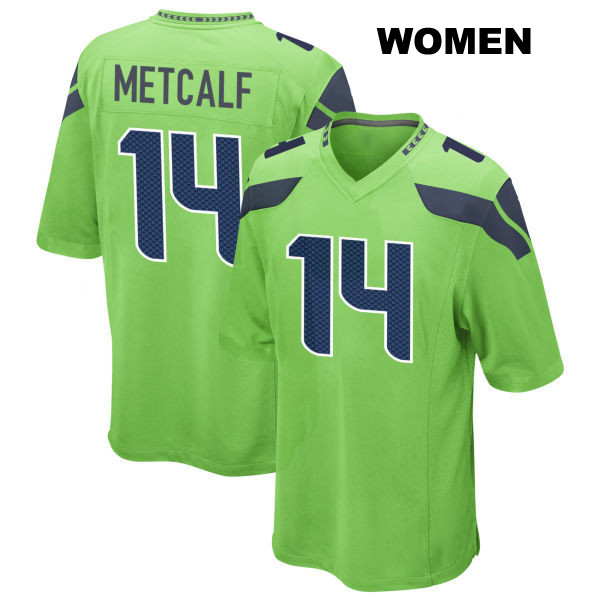 Alternate DK Metcalf Stitched Seattle Seahawks Womens Number 14 Green Game Football Jersey