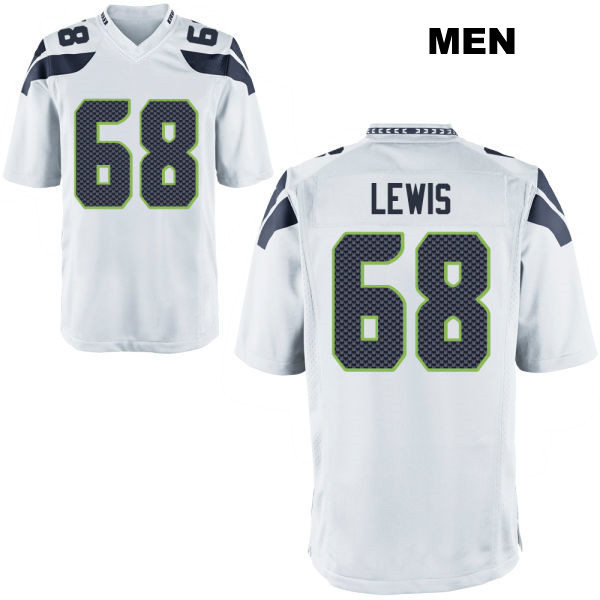 Stitched Damien Lewis Seattle Seahawks Mens Number 68 Away White Game Football Jersey