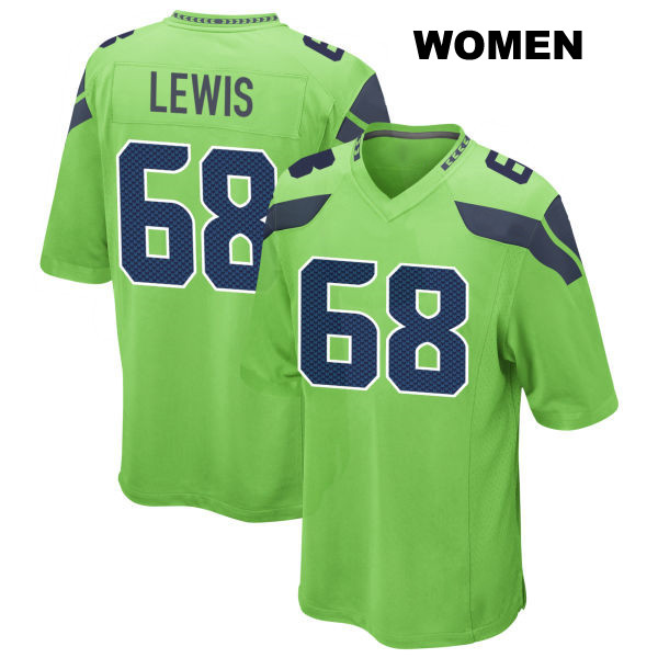 Damien Lewis Seattle Seahawks Alternate Womens Number 68 Stitched Green Game Football Jersey