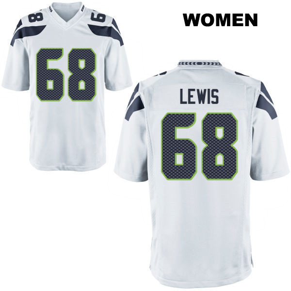 Damien Lewis Seattle Seahawks Away Womens Stitched Number 68 White Game Football Jersey