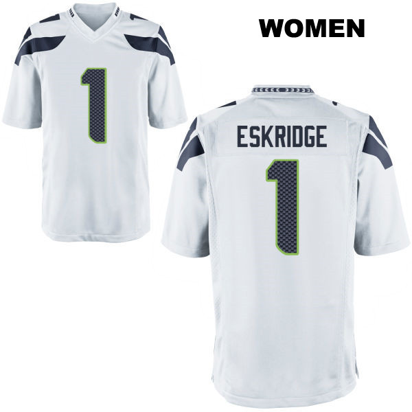 Away Dee Eskridge Seattle Seahawks Womens Number 1 Stitched White Game Football Jersey