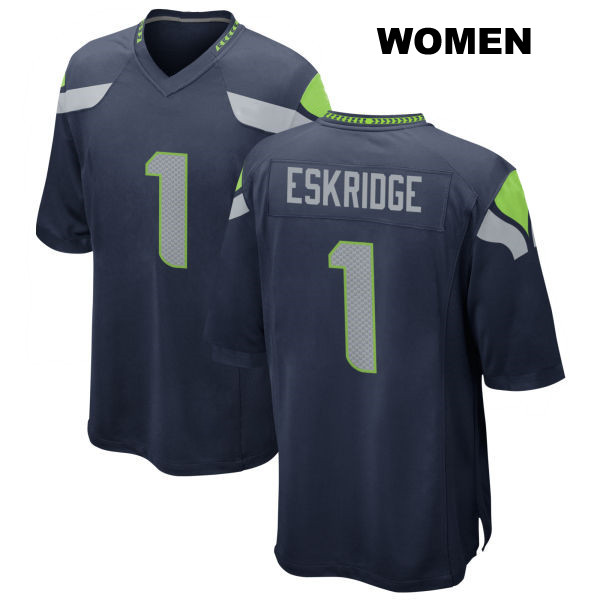Dee Eskridge Home Stitched Seattle Seahawks Womens Number 1 Navy Game Football Jersey