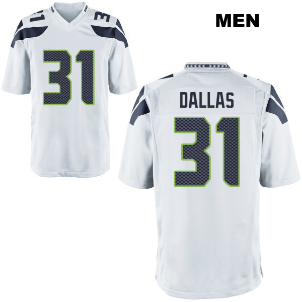 DeeJay Dallas Away Seattle Seahawks Stitched Mens Number 31 White Game Football Jersey