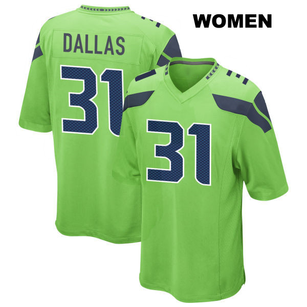 DeeJay Dallas Alternate Seattle Seahawks Womens Number 31 Stitched Green Game Football Jersey