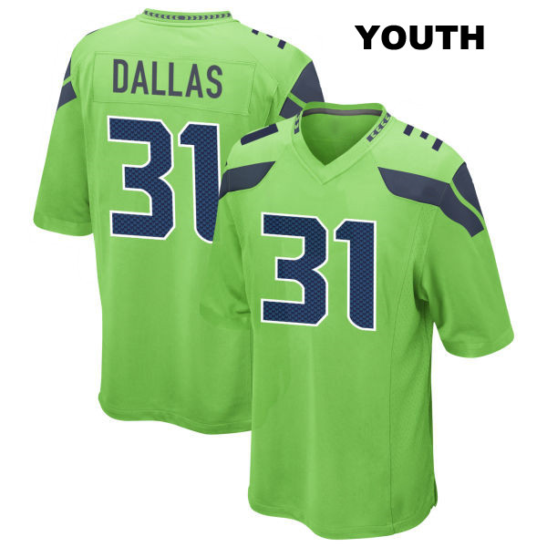 DeeJay Dallas Alternate Seattle Seahawks Youth Number 31 Stitched Green Game Football Jersey