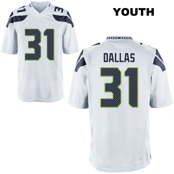 DeeJay Dallas Stitched Seattle Seahawks Youth Away Number 31 White Game Football Jersey