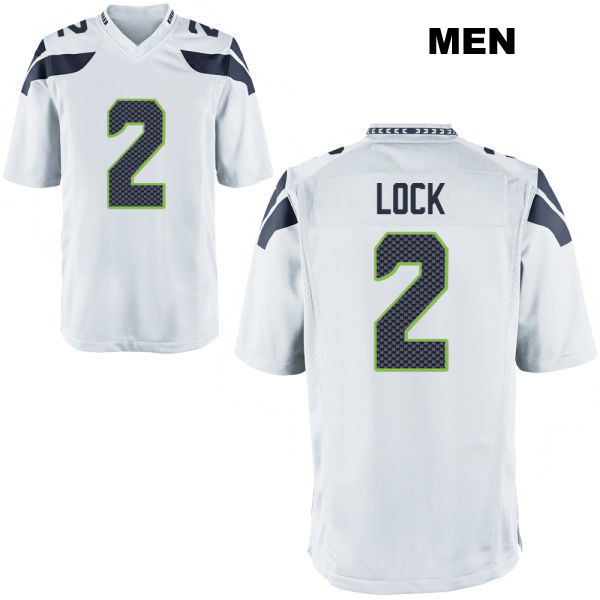 Drew Lock Stitched Seattle Seahawks Mens Away Number 2 White Game Football Jersey
