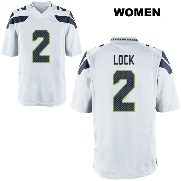 Drew Lock Stitched Seattle Seahawks Away Womens Number 2 White Game Football Jersey