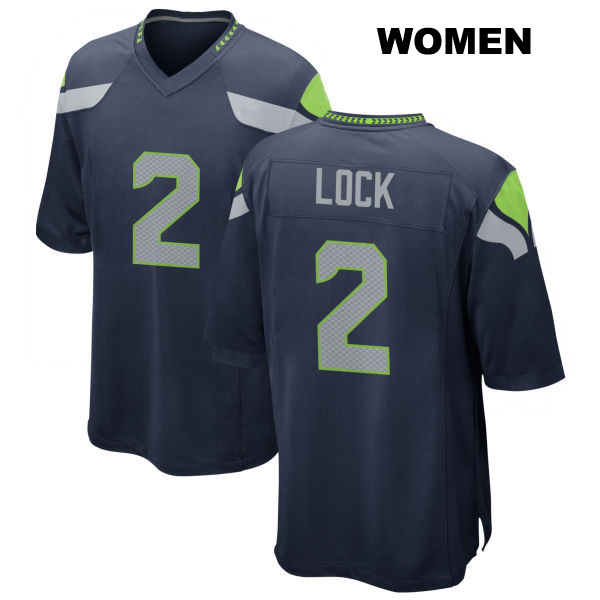 Drew Lock Seattle Seahawks Womens Stitched Number 2 Home Navy Game Football Jersey