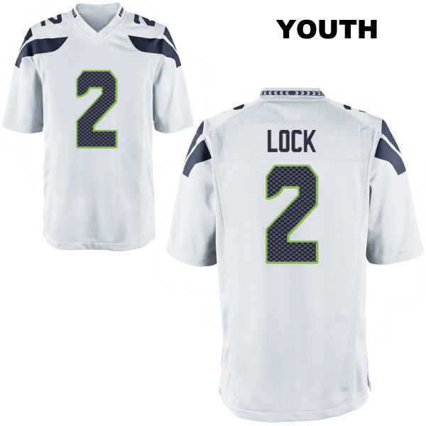 Drew Lock Stitched Seattle Seahawks Youth Number 2 Away White Game Football Jersey