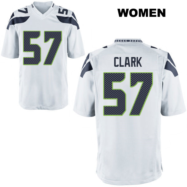 Frank Clark Seattle Seahawks Stitched Womens Away Number 57 White Game Football Jersey