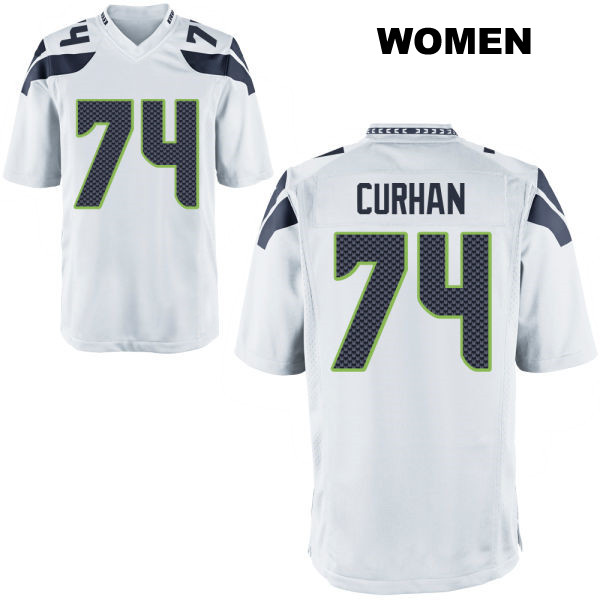 Jake Curhan Stitched Seattle Seahawks Womens Away Number 74 White Game Football Jersey