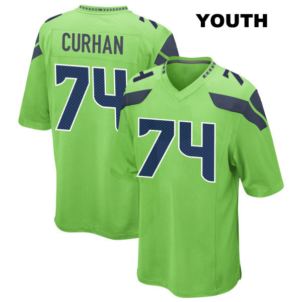 Alternate Jake Curhan Seattle Seahawks Youth Stitched Number 74 Green Game Football Jersey