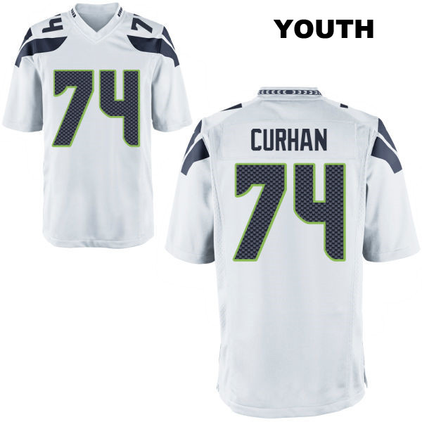 Jake Curhan Stitched Seattle Seahawks Youth Number 74 Away White Game Football Jersey