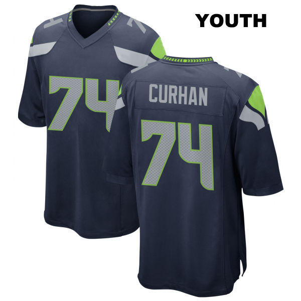 Jake Curhan Stitched Seattle Seahawks Youth Number 74 Home Navy Game Football Jersey