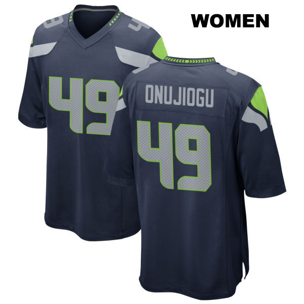 Stitched Joshua Onujiogu Seattle Seahawks Womens Number 49 Home Navy Game Football Jersey