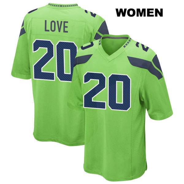 Julian Love Seattle Seahawks Stitched Womens Alternate Number 20 Green Game Football Jersey