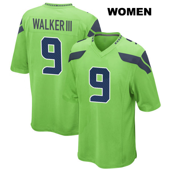 Kenneth Walker III Seattle Seahawks Stitched Womens Number 9 Alternate Green Game Football Jersey