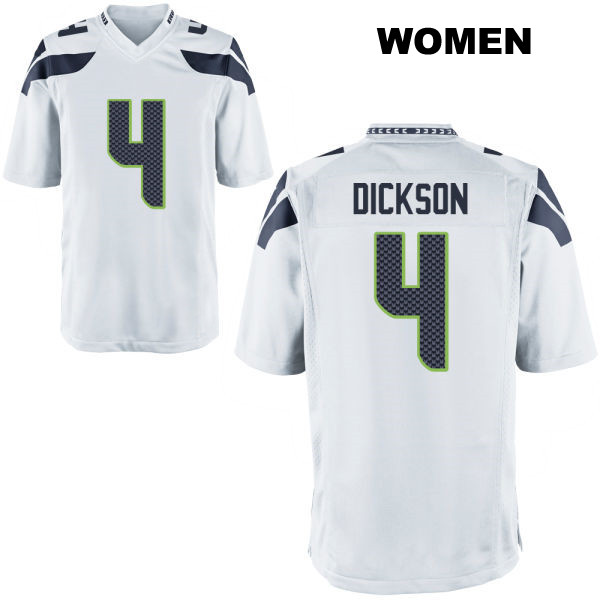 Michael Dickson Seattle Seahawks Womens Stitched Away Number 4 White Game Football Jersey