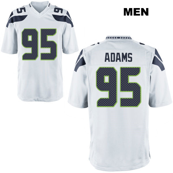 Myles Adams Stitched Seattle Seahawks Away Mens Number 95 White Game Football Jersey