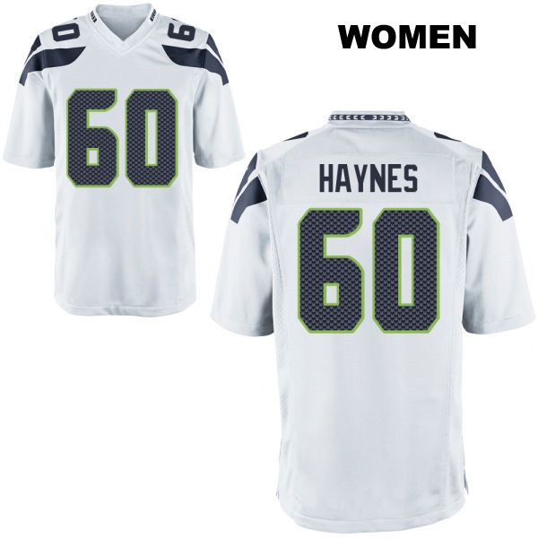 Away Phil Haynes Seattle Seahawks Womens Number 60 Stitched White Game Football Jersey