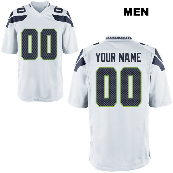 Seahawks Customized Away Seattle Seahawks Mens Stitched White Game Football Jersey