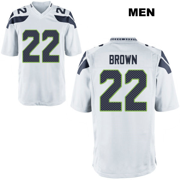 Stitched Tre Brown Seattle Seahawks Mens Away Number 22 White Game Football Jersey