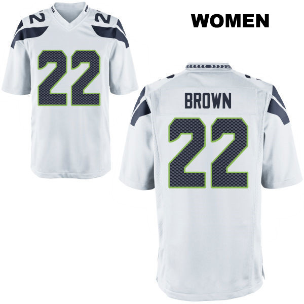 Stitched Tre Brown Seattle Seahawks Away Womens Number 22 White Game Football Jersey