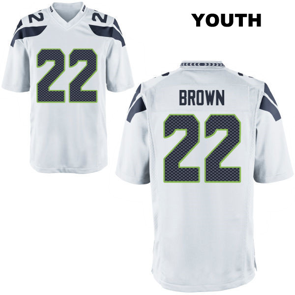 Tre Brown Stitched Seattle Seahawks Youth Number 22 Away White Game Football Jersey