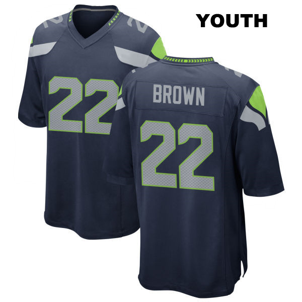 Tre Brown Seattle Seahawks Youth Number 22 Home Stitched Navy Game Football Jersey