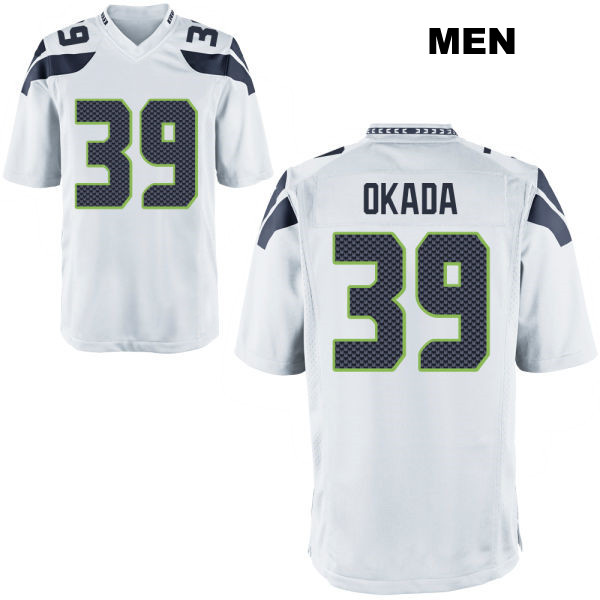 Ty Okada Seattle Seahawks Mens Stitched Away Number 39 White Game Football Jersey