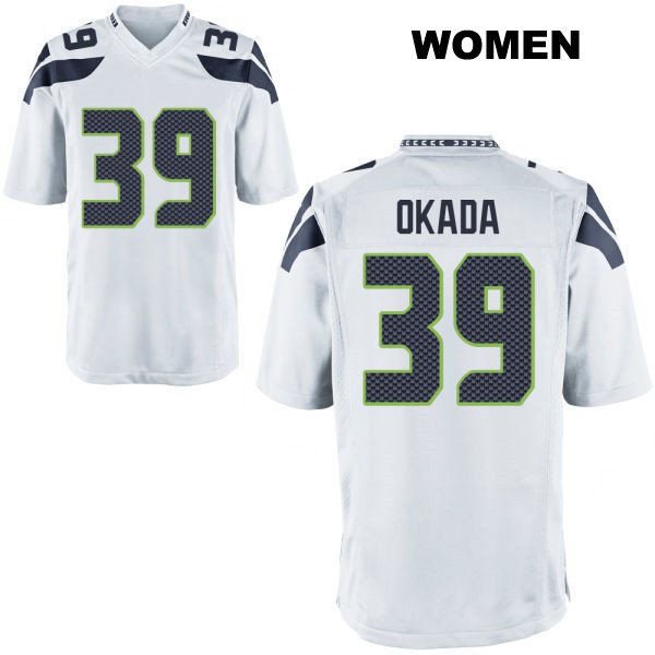 Ty Okada Seattle Seahawks Stitched Womens Number 39 Away White Game Football Jersey