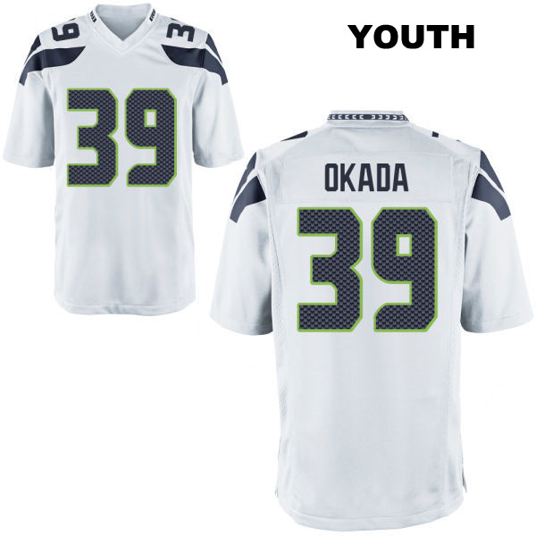 Ty Okada Seattle Seahawks Stitched Youth Number 39 Away White Game Football Jersey