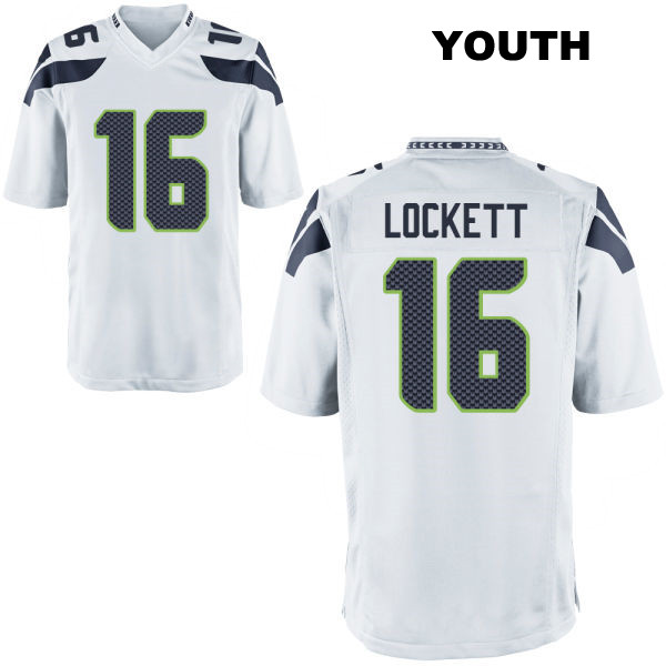 Stitched Tyler Lockett Seattle Seahawks Away Youth Number 16 White Game Football Jersey
