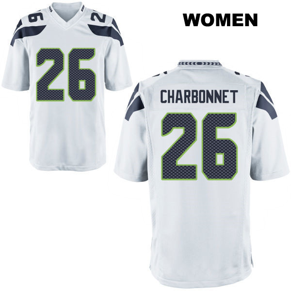 Zach Charbonnet Seattle Seahawks Stitched Womens Away Number 26 White Game Football Jersey